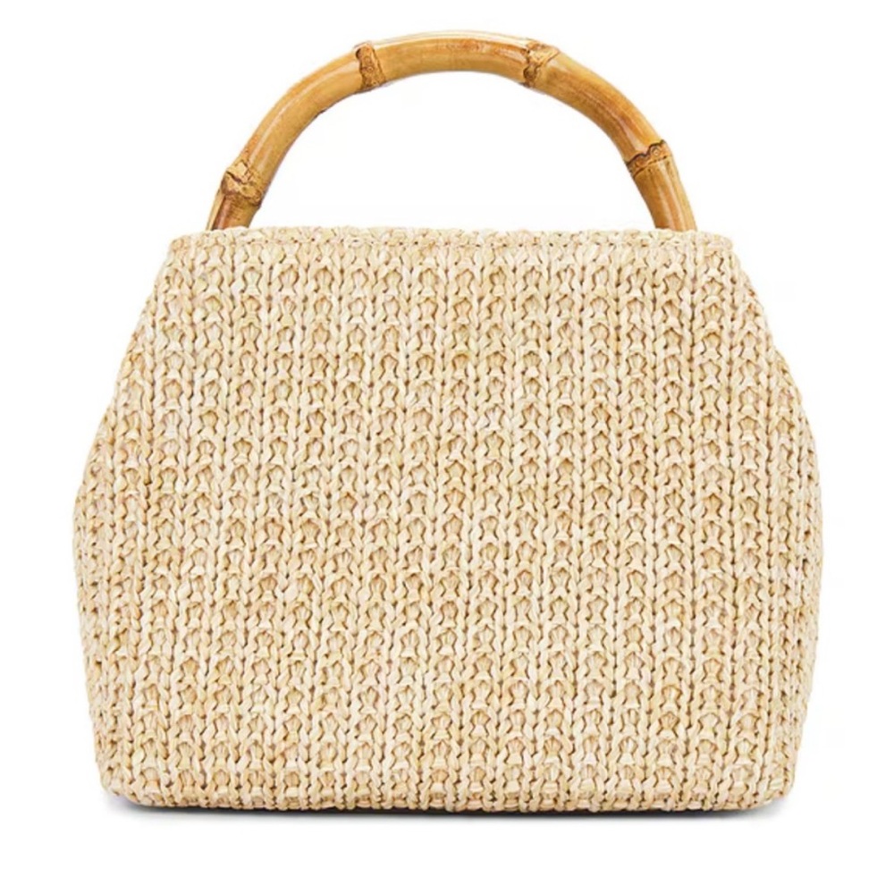 Cult Gaia Beige Woven Handbag with Bamboo Handle - Picture 2 of 9